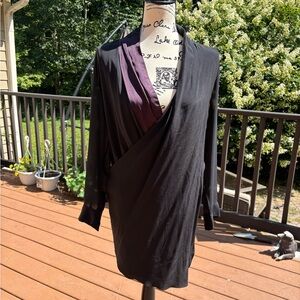 All Saints Black and Purple Long Sleeve Dress